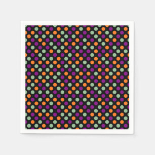 Pumpkin, Purple, Green and Black Polka Dots Paper Napkin