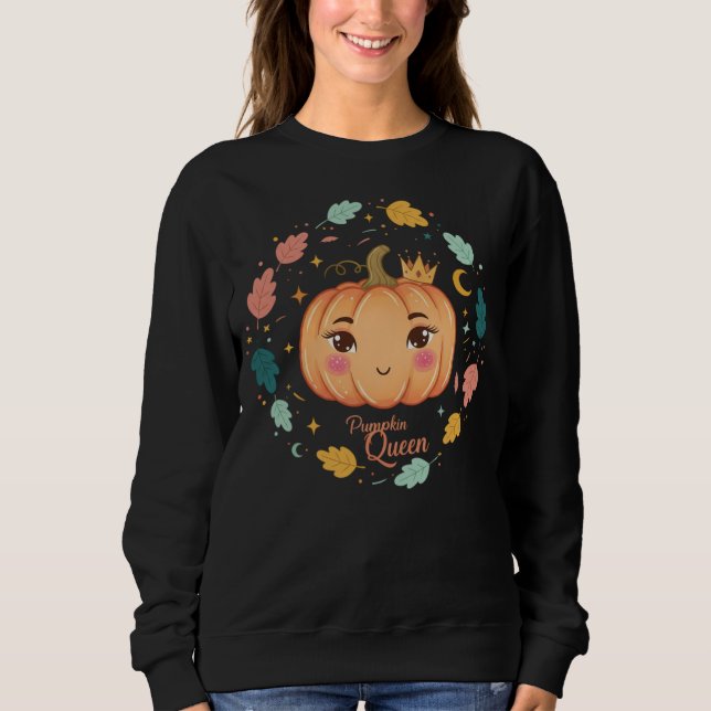 Pumpkin Queen – Cute Minimalist Halloween Aestheti Sweatshirt (Front)