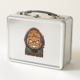 Pumpkin Queen Shirt Vintage Halloween Jack O Lante Metal Lunch Box