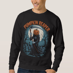 Pumpkin Reaper Gothic Halloween Death Scythe Sweatshirt