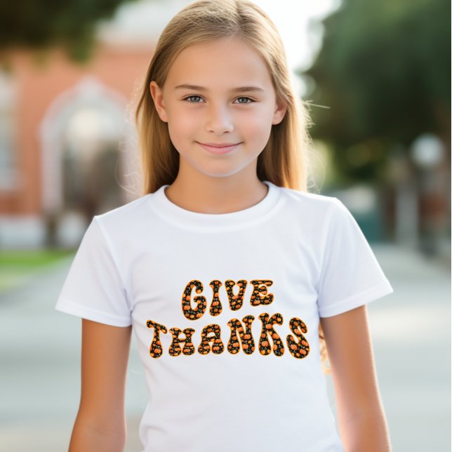 Pumpkin Retro Give Thanks Thanksgiving white T-Shirt (Creator Uploaded)