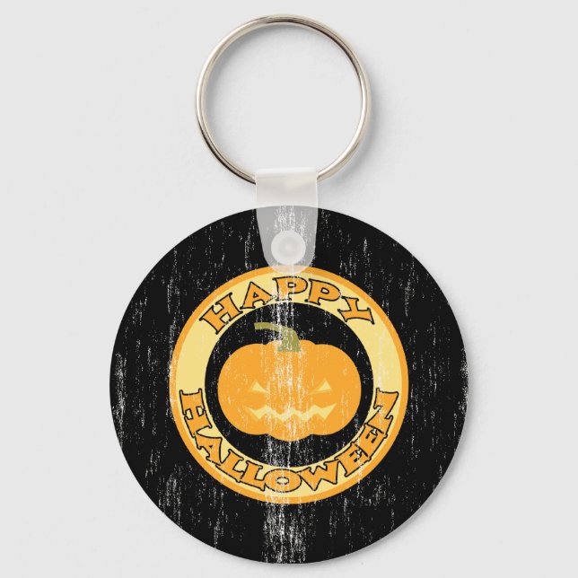 Pumpkin Retro Halloween Key Ring (Front)