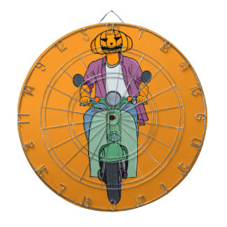 Pumpkin Rider on Mint Scooter Dartboard