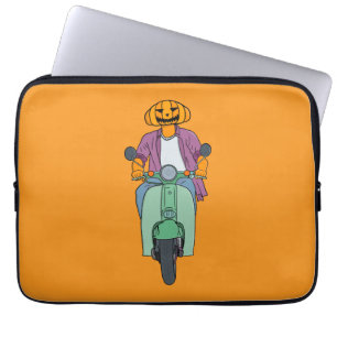 Pumpkin Rider on Mint Scooter Laptop Sleeve