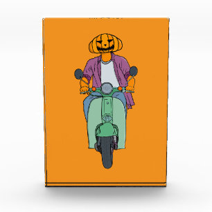 Pumpkin Rider on Mint Scooter Photo Block