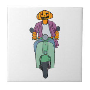 Pumpkin Rider on Mint Scooter Tile