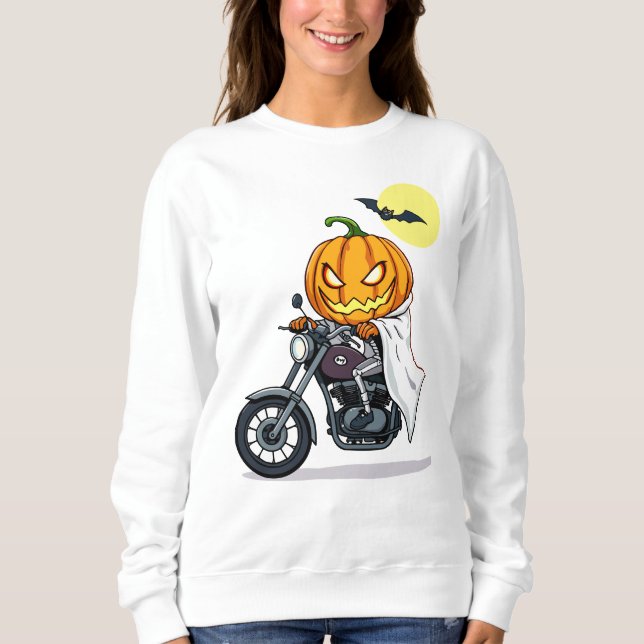 Pumpkin rides motorcycle sweatshirt (Front)