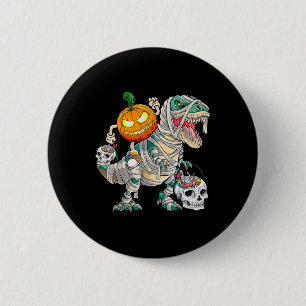 Pumpkin Riding Mummy Dinosaur T rex Halloween Funn 6 Cm Round Badge