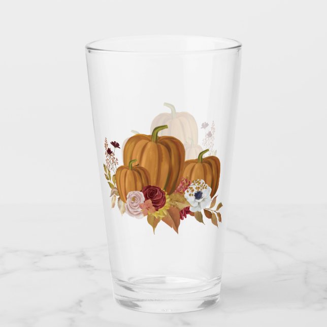 Pumpkin, roses and Magnolia Fall Colours Glass (Front)