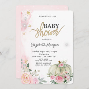 Pumpkin Roses Polka Dots,Snowflakes Baby Shower Invitation