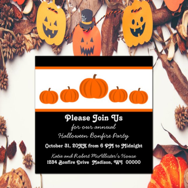 Pumpkin Row Halloween Party Invite (Pumpkin Row Halloween Party Invite)