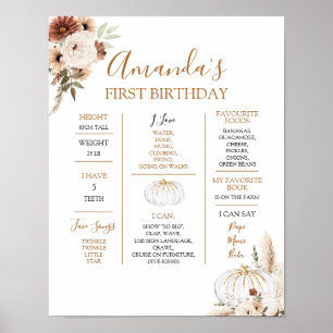 Pumpkin Rustic Boho Fall In Love 1st Year Sign