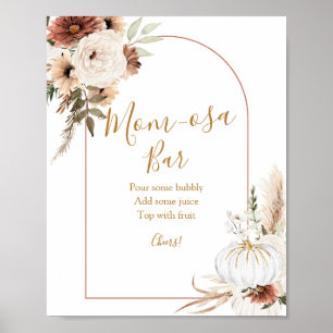Pumpkin Rustic Boho Fall In Love Mum-osa Bar Poster