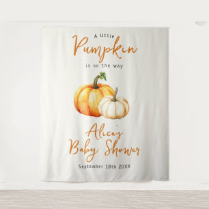 Pumpkin Rustic Fall Baby Shower Photo Backdrop Tapestry