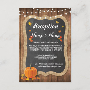 Pumpkin Rustic Wedding Reception Cards Fall Chalk