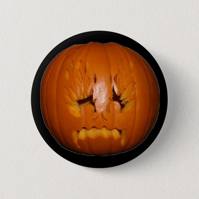 Pumpkin, Sad Flames 6 Cm Round Badge (Front)