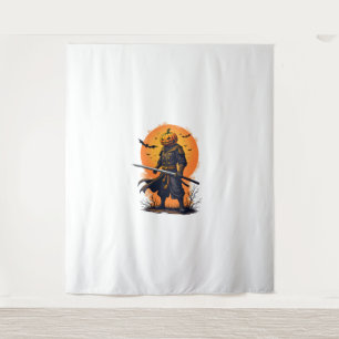 Pumpkin Samurai – Halloween Warrior T-Shirt Tapestry