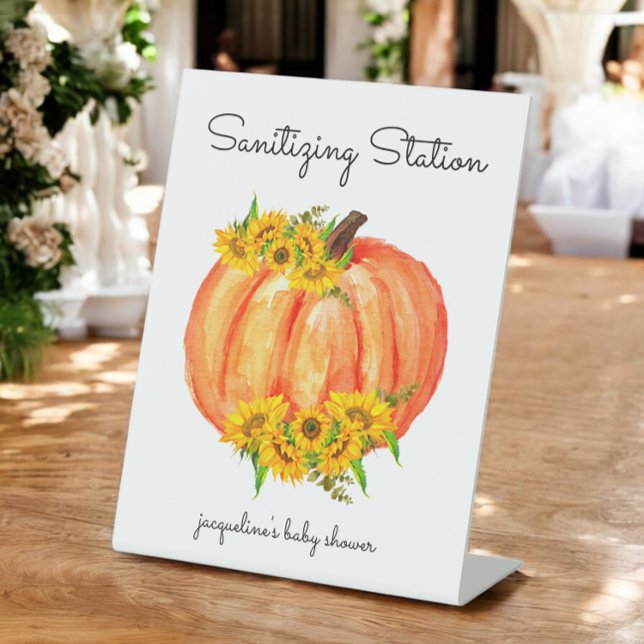 Pumpkin Sanitising Station Orange White  Pedestal Sign (Creator Uploaded)