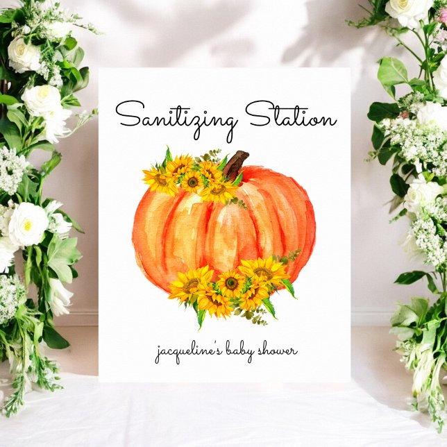 Pumpkin Sanitising Station Orange White Poster (Creator Uploaded)