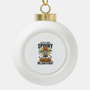 Pumpkin Scarecrow Shirt Vintage Halloween Graphic_ Ceramic Ball Christmas Ornament
