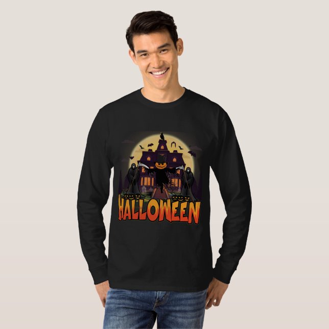 Pumpkin Scary House, Halloween T-Shirt (Front Full)