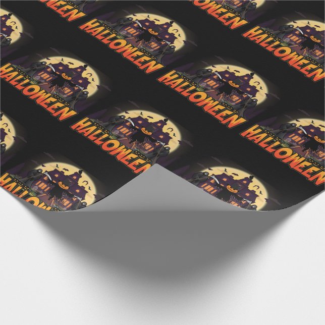 Pumpkin Scary House, Halloween Wrapping Paper (Corner)
