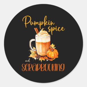 Pumpkin Sce & Scrapbooking _ Cute Autumn Rusti Classic Round Sticker