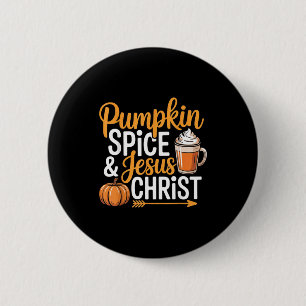 Pumpkin Sce And Jesus Christ Christian Fall Autumn 6 Cm Round Badge