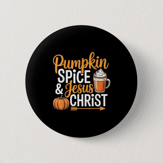 Pumpkin Sce And Jesus Christ Christian Fall Autumn 6 Cm Round Badge (Front)