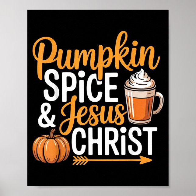 Pumpkin Sce And Jesus Christ Christian Fall Autumn Poster (Front)
