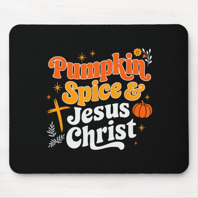 Pumpkin Sce And Jesus Christ Christian Fall Thanks Mouse Pad (Front)