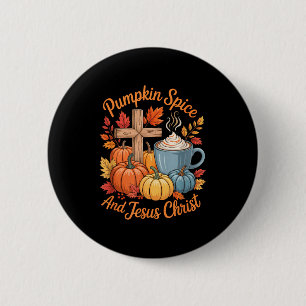 Pumpkin Sce And Jesus Christ Funny Fall Christian 6 Cm Round Badge