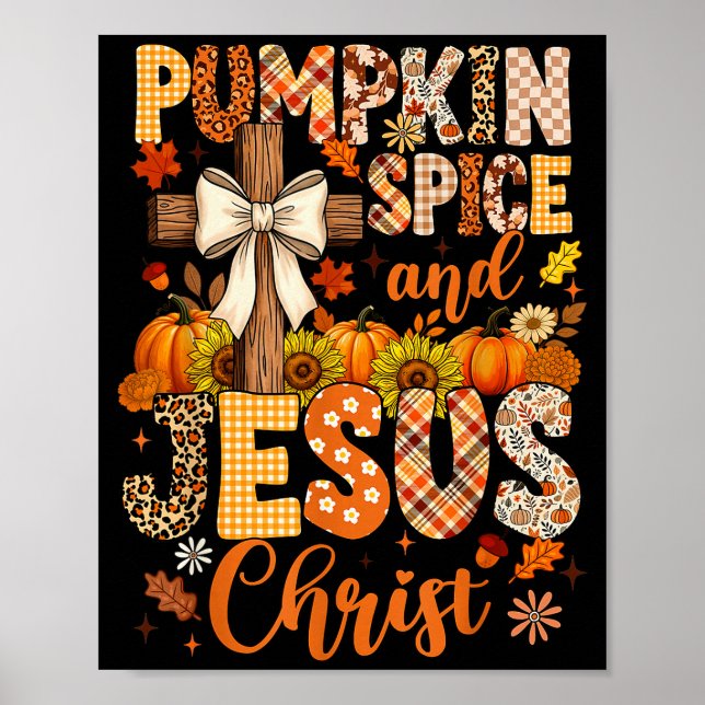 Pumpkin Sce And Jesus Christ Funny Fall Christian  Poster (Front)