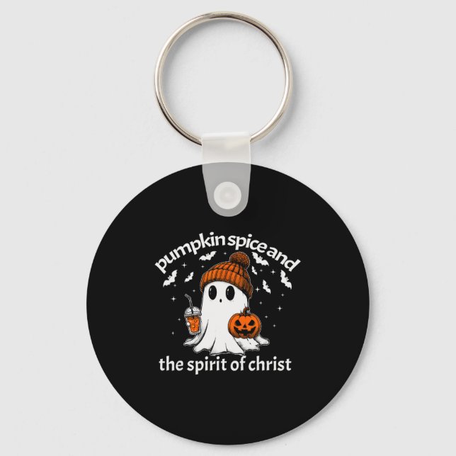 Pumpkin Sce And The Srit Of Christ Funny Ghost Hal Key Ring (Front)