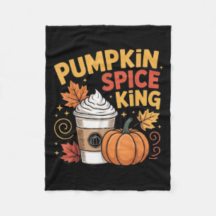 Pumpkin Sce King Cute Fall Coffee Design Fleece Blanket