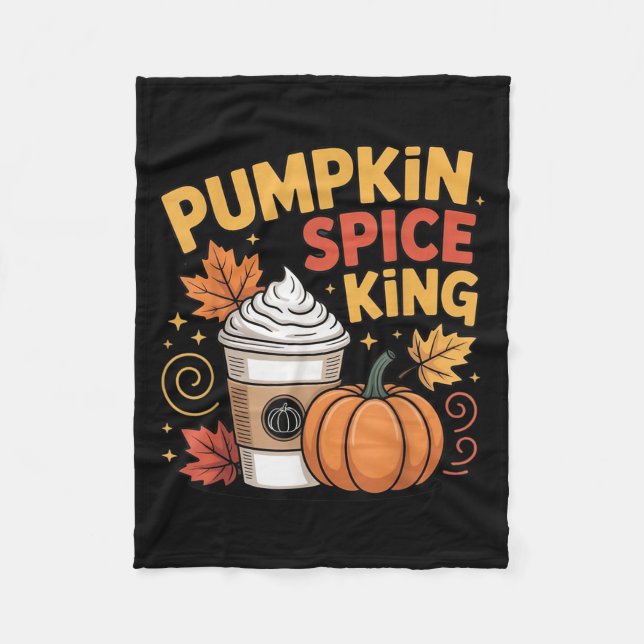 Pumpkin Sce King Cute Fall Coffee Design  Fleece Blanket (Front)