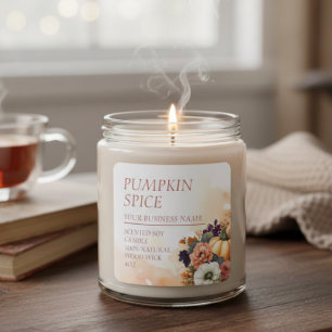 Pumpkin Scented Candle Modern Watercolor Label