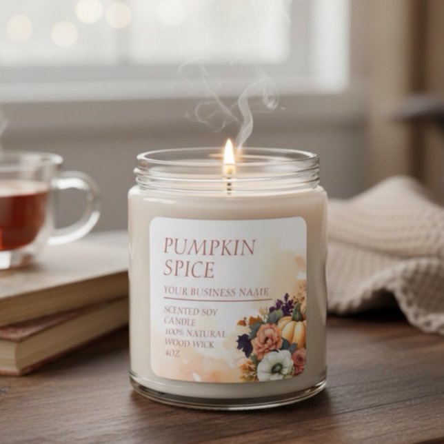 Pumpkin Scented Candle Modern Watercolor Label (Creator Uploaded)
