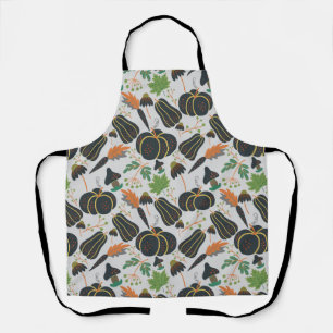 Pumpkin seamless pattern carrot black and white apron