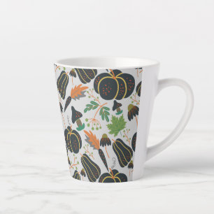 Pumpkin seamless pattern carrot black and white latte mug