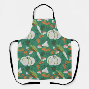 Pumpkin seamless pattern carrots and mushrooms apron