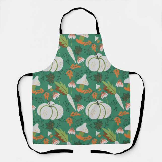 Pumpkin seamless pattern carrots and mushrooms apron (Front)