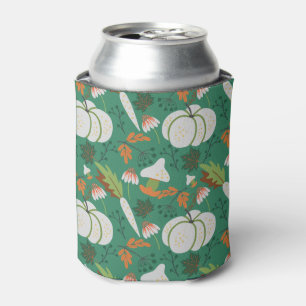 Pumpkin seamless pattern carrots and mushrooms can cooler