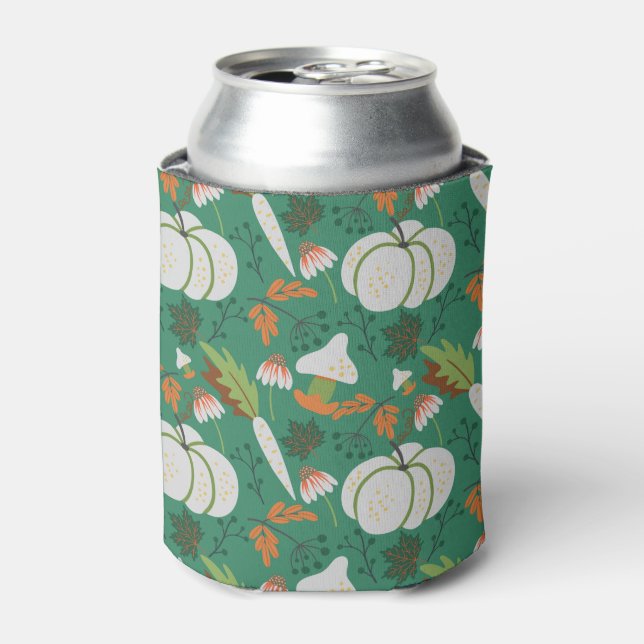 Pumpkin seamless pattern carrots and mushrooms can cooler (Can Front)