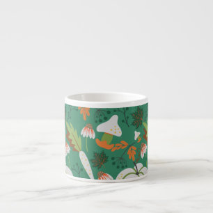 Pumpkin seamless pattern carrots and mushrooms espresso cup