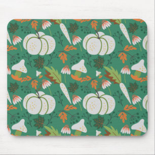 Pumpkin seamless pattern carrots and mushrooms mouse pad
