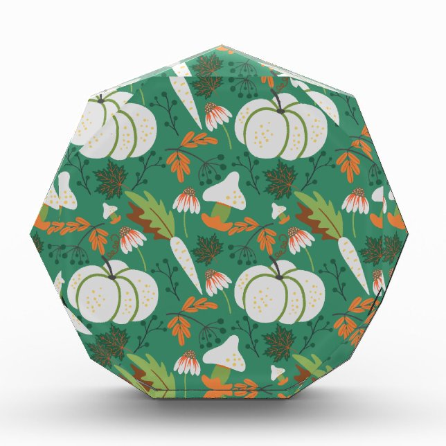 Pumpkin seamless pattern carrots and mushrooms photo block (Front)