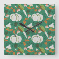 Pumpkin seamless pattern carrots and mushrooms