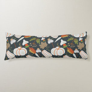 Pumpkin seamless pattern floral black and white body cushion