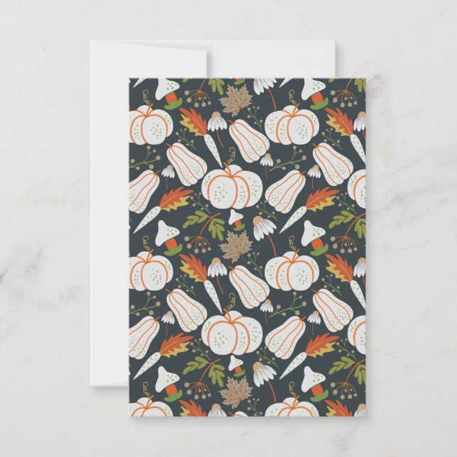 Pumpkin seamless pattern floral black and white card (Front)